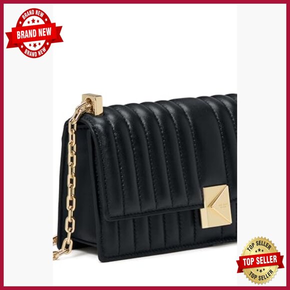 Quilted Leather Mini Crossbody Bag with Chain Strap, Magnetic Closure - Picture 5 of 7